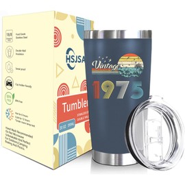 50th Birthday Gifts For Men Women - 1975 50th Birthday Decorations Ideas for Him Her Present For Men Women Turning 50 Year Old Gifts For Dad, Mom,Husband - 20 Oz Stainless Steel Tumbler (Navy 1975)