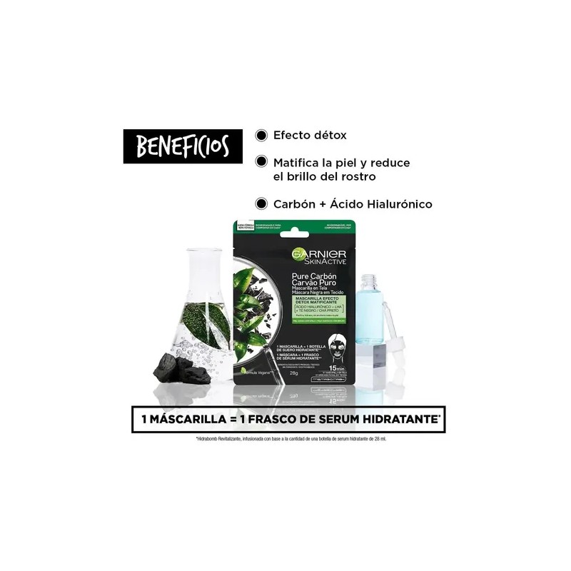 Garnier Mascarilla Facial Carbón Con Ácido Hialurónico Tipo de piel