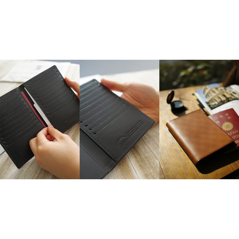 Corvo CO-8LC-9952 Men's Passport Case, Card Case, Genuine Leather, beige