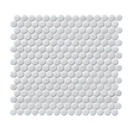 MSI Bianco Penny Round Glossy Porcelain Tile for Kitchen Backsplash, Floor Tile, Wall Tile for Bathroom, Shower Wall Tile, Mesh Mounted Mosaic Tile, Sample