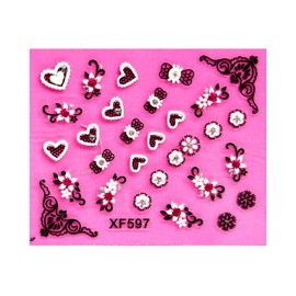 Generic Heart Rose Love Stars Valentine's Day Rhinestone Art Nail Sticker 597 Nail Wraps Art Stickers Manicure Supplies for Women for Home Nails Full Long Lasting Easy Apply and Remove