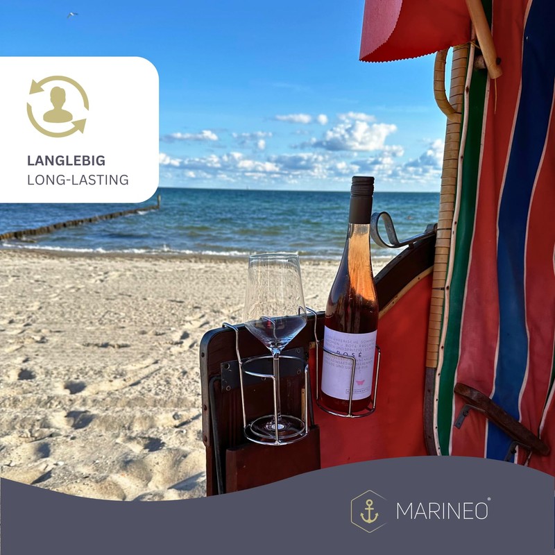 MARINEO Beach Chair, Drink Holder, Bottle Holder, Cup Holder for