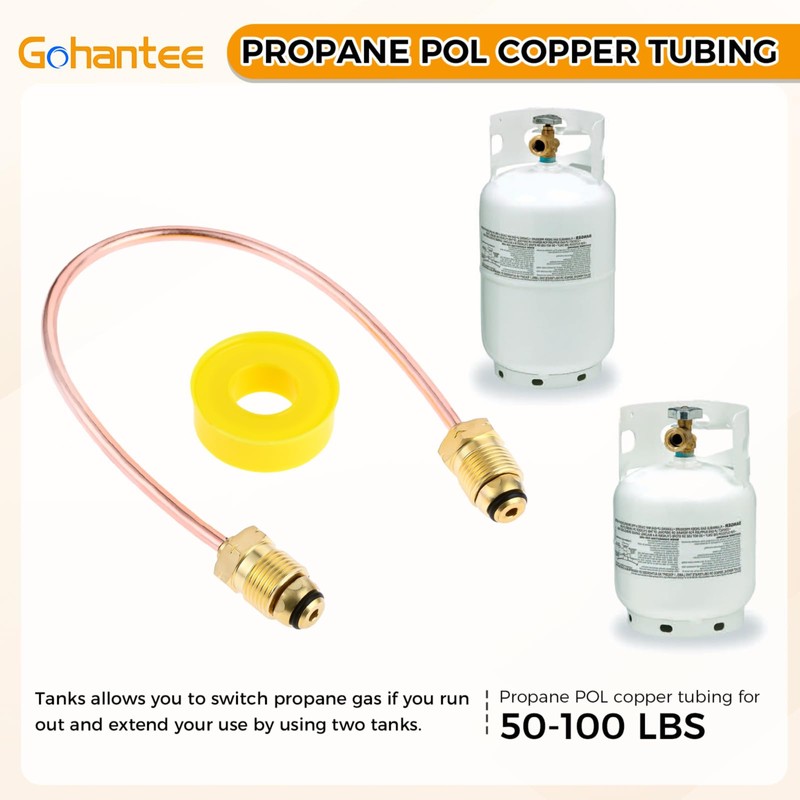 gohantee High Flow Copper Propane Gas Pigtail POL x POL