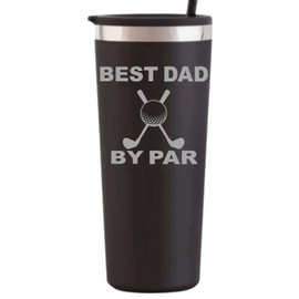 GGDesign Best Dad By Par Golfing Tumbler, Tumbler for Dad, Father's Day Gift for Golf Dad, Laser Engraved Dad Coffee Cup, Golf Dad Gift, Dad Tumbler, Grandpa, Birthday Gift for Golf Dad