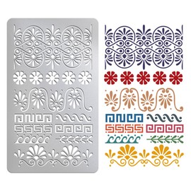 UNICRAFTALE 1Pcs Reusable Flower Border Metal Stencil Floral Plant Painting Stainless Steel Templates for Wall Cookie Canvas Floor Wood Burning Scrapbooking Decor Art