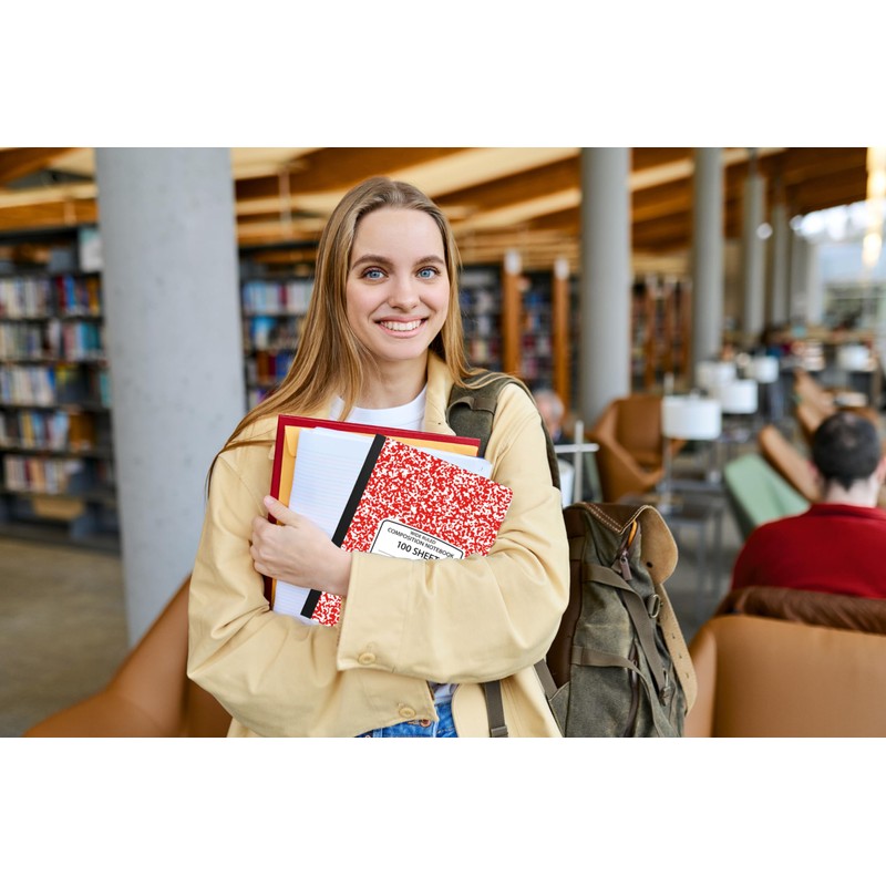 EPI Wide Ruled Marble Composition Notebook, Red, 100 Sheet, 12-Pack