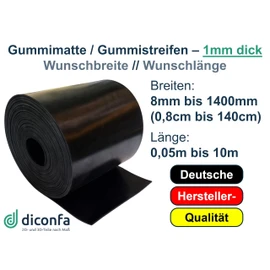 diconfa Rubber Mat SBR Made to Measure Width 8 to 1400 mm Length 0.05 to 10 m Selection: 500 mm x 1000 mm (50 cm x 100 cm) Universal Non-Slip Rubber Underlay Sold by the Metre