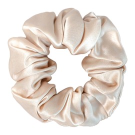 100% Mulberry Silk Scrunchies Hair Tie - No Damage, Prevents Frizz, 1 Pack (Champagne)