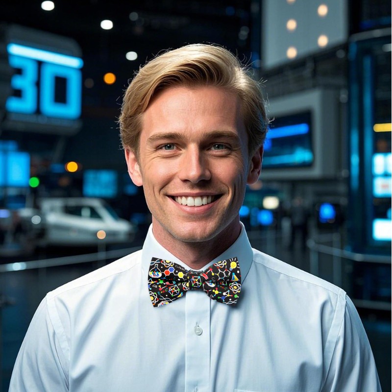 Colorful Fun Pattern Pre-Tied Bow Tie Mens Floral Space Adjustable