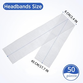 Tavvke 50 PCS Disposable Spa Facial Headbands, Adjustable Elastic Headband with Magic Tape, Stretchable Non-Woven Hair Wraps for Skin Care, Spa, Salon, Home & Hotel Use (White)