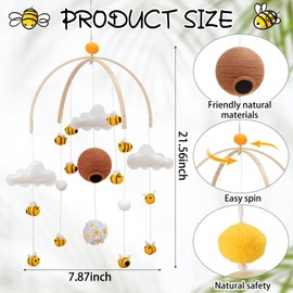 Bee Baby Mobile for Crib Bee Baby Mobile Crib Nursery Mobile for Boys Girls for Nursery Bed Decoration, Bassinet Newborn Baby Gift