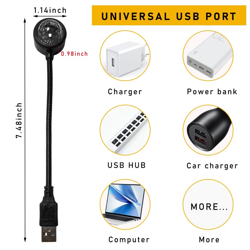 Dickno USB Star Night Light Projector, Portable Car Roof Sound