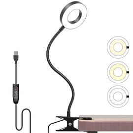 Foneso Foneso Klemme Lampe, 48 LEDs Dimmbare Leselampe Bett, 3 Modi und Stufe 10 Dimmen, 360 Flexibel USB Lampe fr Lesen, Reisen, Schlafzimmer, Bro (Schwarz, Nicht wiederaufladbar)