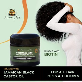 Sunny Isle Rosemary Mint Butter for Strong Hair and Strong Hair Roots 2 oz Infused with Biotin and Jamaican Black Castor Oil to Strengthen and Nourish Hair Follicles
