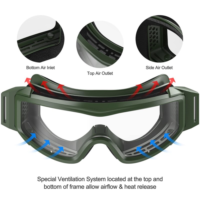 XaegisTac Airsoft Anti fog Goggles Adjustable Military Tactical Glasses with