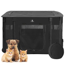 X-ZONE PET Dog Playpen, Portable Pet Play Pen for Cat, Foldable Exercise Play Tent Kennel Crate, Great for Indoor Outdoor Travel Camping Use, Come with Free Carring Case Pink Black M