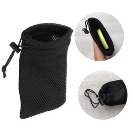 ANMOO 6Pcs Nylon Mesh Drawstring Bags, 5 x 3.5inch Small Pouch String Bag for Mini Stuff MP3 Charger Earphone Key, Pen Pencil Organizer for Lipstick Cosmetic Jewelry, Black