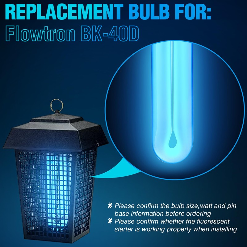 Kittmip BF190 Replacement Bulb Compatible with Flowtron BK-40D Bug Zapper,