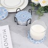 Coasters with Holder,Blue and White Style Ceramic Drink Coaster, Absorbent