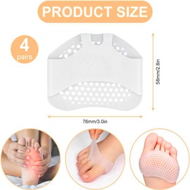 HSYTEK Ballenpolster Vorfuß – 6 Paar Silikon Bienenwabe Vorderfußpads | Wiederverwendbar | Für Schmerzlinderung, Komfort & Rutschfestigkeit in High Heels & mehr (Weiß, Standard)