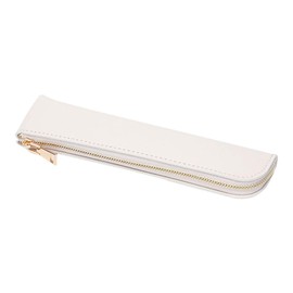 Tokastar Pencil Case, Slim, Leather, Pen Pouch, Mini Design, Pencil Case, Pen Holder, Stylish, Cute, Textured, Simple, Gift, Present, white, retro