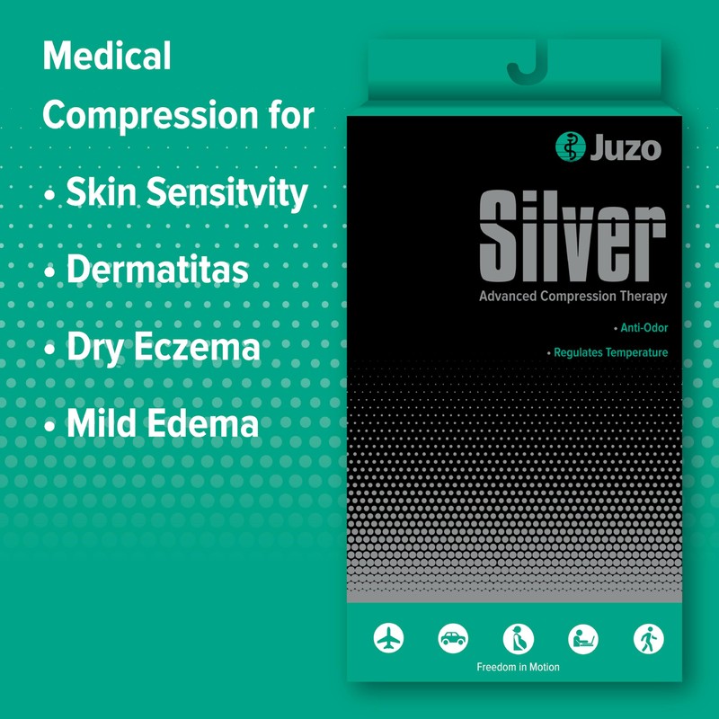 Juzo 2061 20-30mmhg Silver Open Toe Graduated Compression Thigh Highs