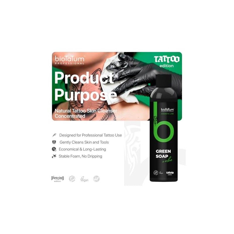 Tattoo Green Soap Concentrate - Professional Cleaner Foam - Cleansing