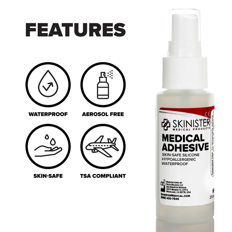 Skinister Medical Adhesive Spray | Silicone Skin Glue for Ostomy