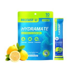 LuckTell LuckTell Electrolyte Powder Packets ?C Lemon Flavor Electrolyte Drink Mix with 3 Minerals, 6 Vitamins & 5 Billion CFU Probiotics ?C Hydration Packets, Non-GMO, No Artificial Sweeteners