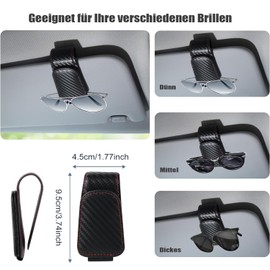 Norhogo Glasses Holder for Car Sun Visor, Car Visor Glasses Holder, Magnetic Leather Glasses Holder Clip, for Car Visor, Small Leather Glasses Holder for Ticket Cards Glasses (Carbon)