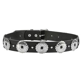 Round Steel Concho Medallion Rock Belt Punk Goth Rave Genuine Leather USA Made (XL)