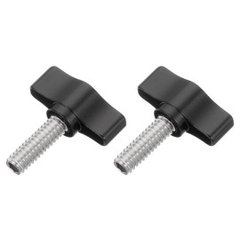 uxcell 2 Pcs 1/4" - 20.4 Thumb Screw, 304 Stainless Steel Threaded Knurled Thumbscrew Adjustable Tee Wing Screw Grip Knobs Clamping Screws for Kinds of Stand and Machine, Black