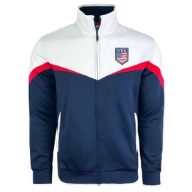 Men's USA Track Jacket, U.S Full Zip Sweater Jacket With Zipper Pockets (X-Large)