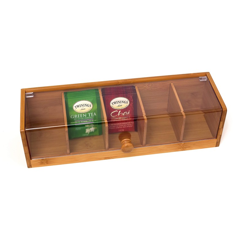 Lipper International 8187 Bamboo Wood and Acrylic Tea Box with