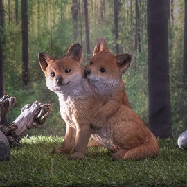 Pacific Giftware Baby Foxes Figurine, 8.46-inch Height, Tabletop Decoration