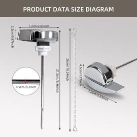 GDHeHKJi Universal Toilet Tank Handle Replacement, Side Mount, 304 Stainless Steel Rod, Fits Square Holes, Compatible with TOTO Kohler American Standard (1-Pack)