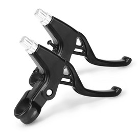 Kukyller 1 Pair Bicycle Brake Levers, 14 x 9 cm / 5.51 x 3.54 Inch Bicycle Brake Clutch Levers Aluminium Alloy Ergonomic V Brake Handlebar for Mountain Bikes (Black)