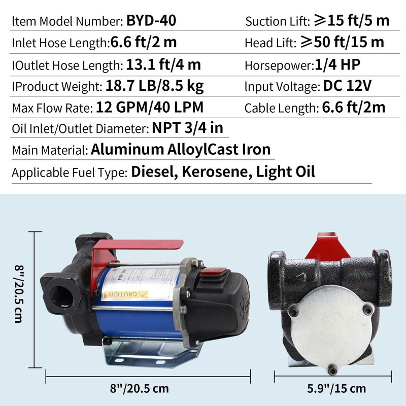 MENAITEK Diesel Transfer Pump Kit,12 GPM DC 12V Portable Self-Priming