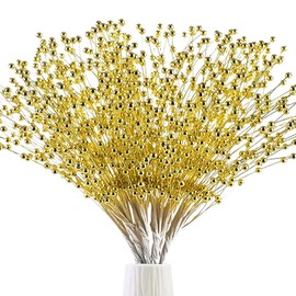 50 varillas de 4 mm con abalorio de perlas para decoración de mesa de boda, fiesta de boda (dorado)