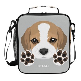 Dog Pattern Lunch Box Beagle Puppy & Dog Paw Insulated Lunch Bag Cute Animals Pet Print Reusable Cooler Meal Prep Bags Lunch Tote with Shoulder Strap for School Office Adult
