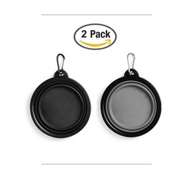 LaTienda23 Multipack Cyber Urban Folding Bowl Drinking Bowl Portable Dish with Carabiner for Pets Dogs Cats Black/Grey 2 pcs (Grey and Black)