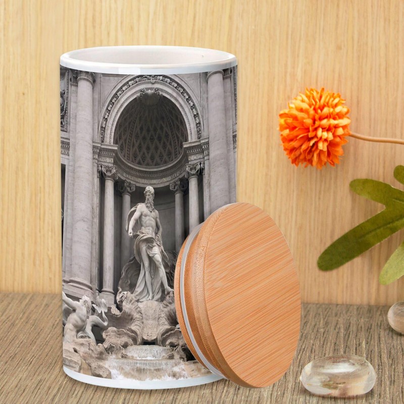 Fabulous Ceramic Pot with Lid Bamboo - View of Rome