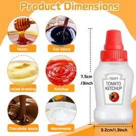 Mini Ketchup Bottle, 4 Pcs Mini Condiment Squeeze Bottles, Portable Ketchup Squeeze Bottles for Lunch Box, Honey, Ketchup, Sauce, Salad (25ml)