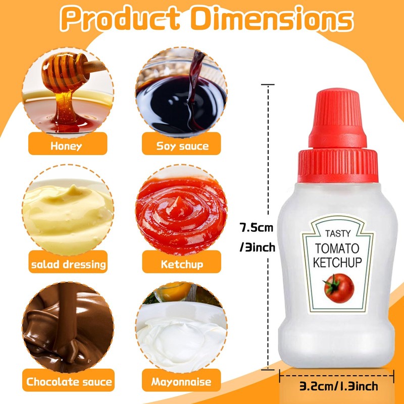 Mini Ketchup Bottle, 4 Pcs Mini Condiment Squeeze Bottles, Portable