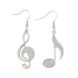 Fashionable Music Note Dangle Earrings With Unique Y Clef Musical Notes Drop Earrings for Women-Silver