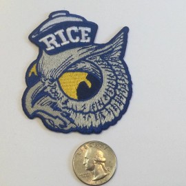 Unbranded RICE UNIVERSITY RICE OWLS VINTAGE VINTAGE EMBROIDERED IRON ON PATCH 3" x 2.5”