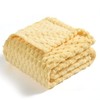 Vessia Vessia Flannel Fleece Throw Blanket, 3D Jacquard Light Yellow