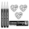 Pagather 3Pcs Chrome Paint Markers, Silver Permanent Mirror Liquid Chrome