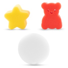 3 Baby Sponges Bear, Star and Circle Shapes - Soft Baby Sponges for Bath Newborn, Kids Multipack, Toddlers & Children, Gentle on Skin, Vibrant & Fun Colours