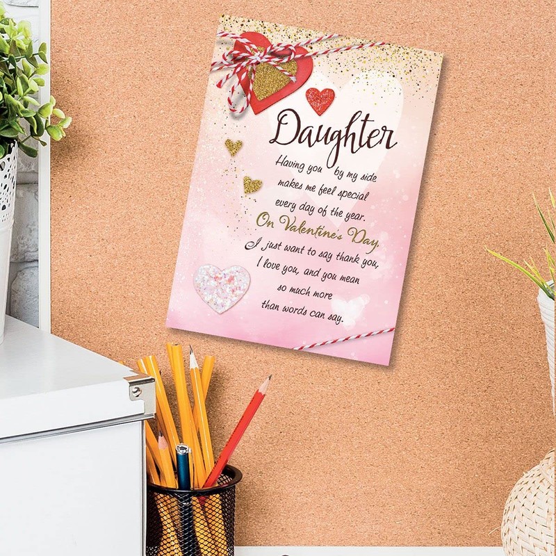 Heart On A String Pink Valentines Greeting Card - Daughter,